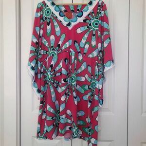 Tracy Negoshian Pink and Blue Floral Dress